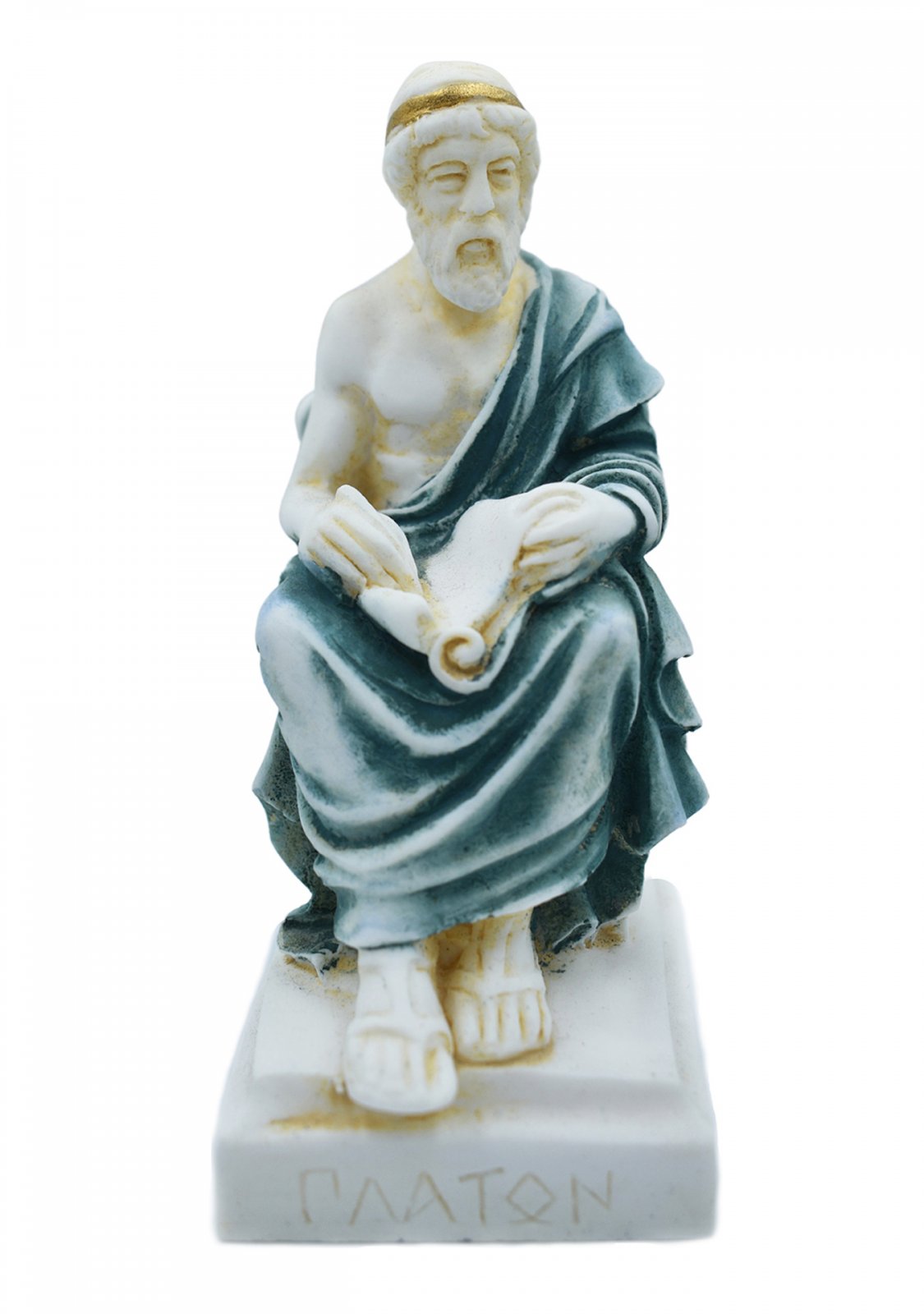 Plato greek alabaster statue with color