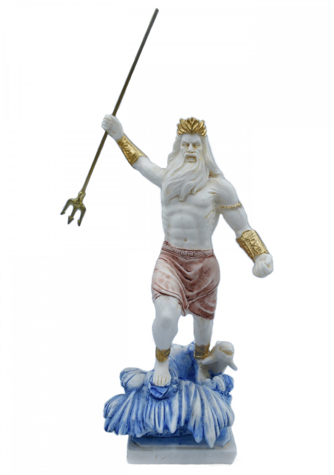 Greek alabaster statue of Poseidon with his trident