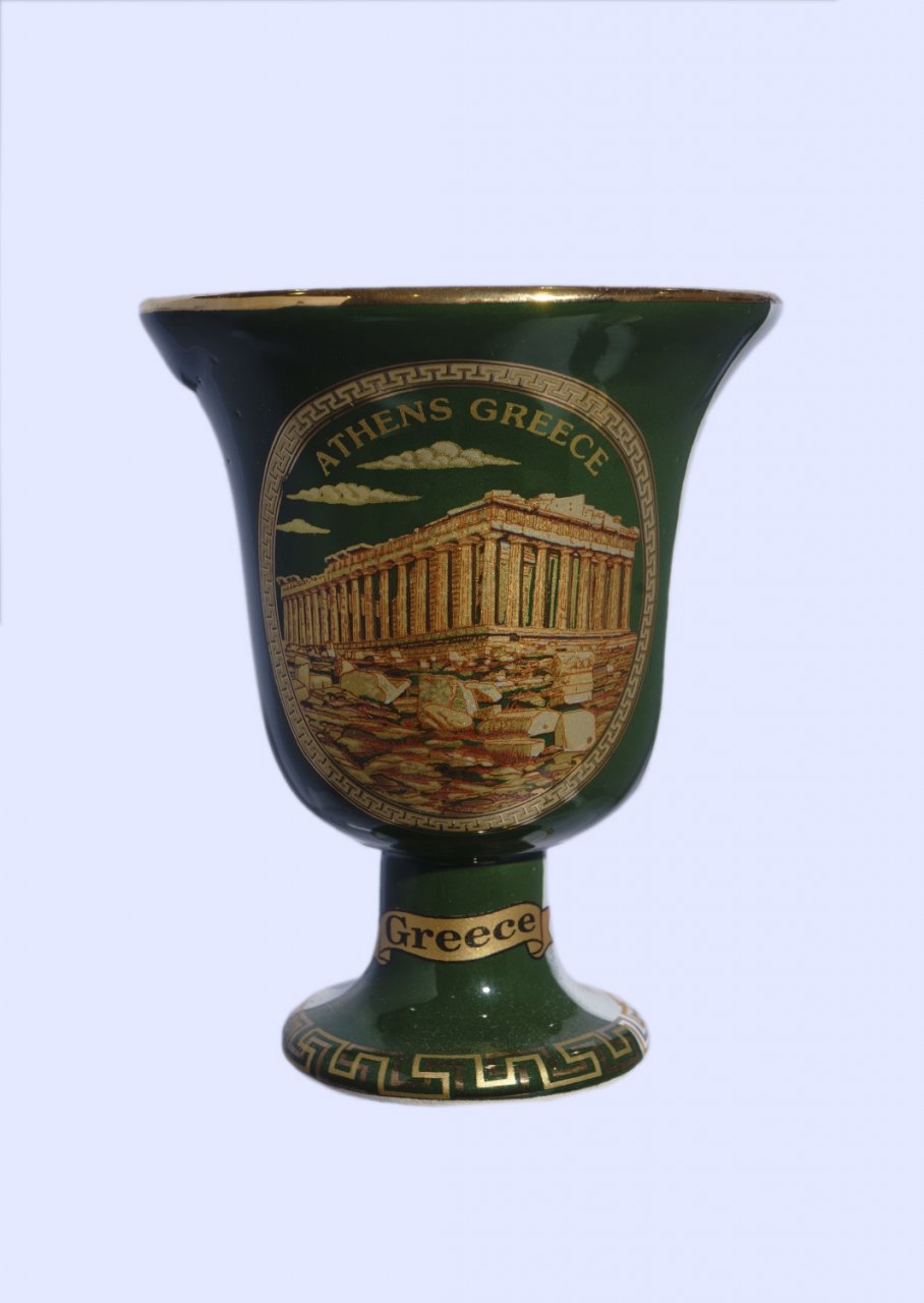 Pythagoras porcelain cup with Acropolis 24Kt gold