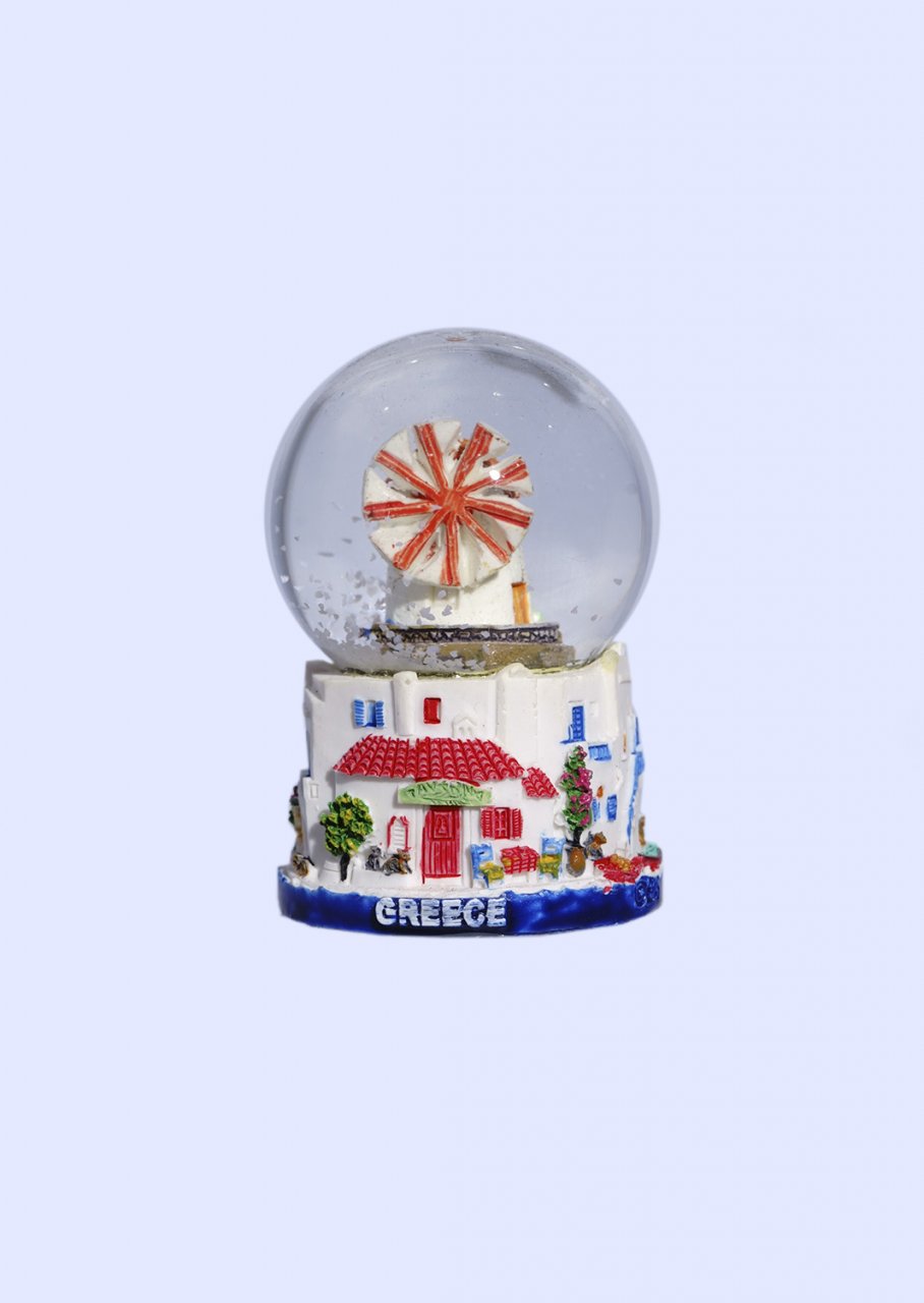 Small Mykonos Snowglobe - Blue base