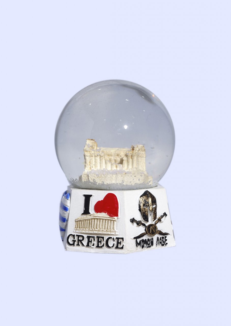 Parthenon Acropolis Snowglobe - Polygonal base with iconic greek elements 