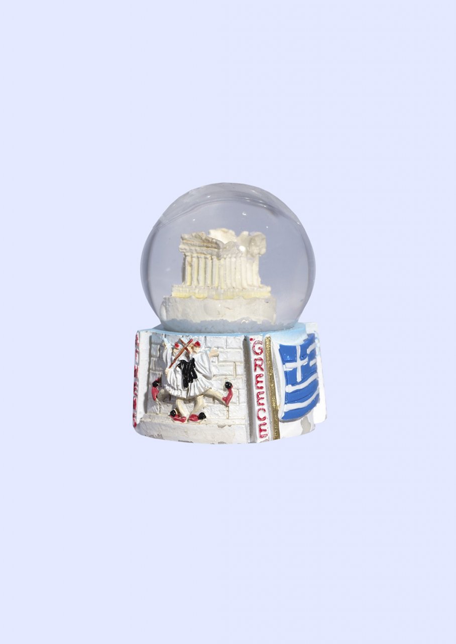 Parthenon Acropolis Snowglobe - Base with iconic greek elements (Tsoliades and the greek national flag)