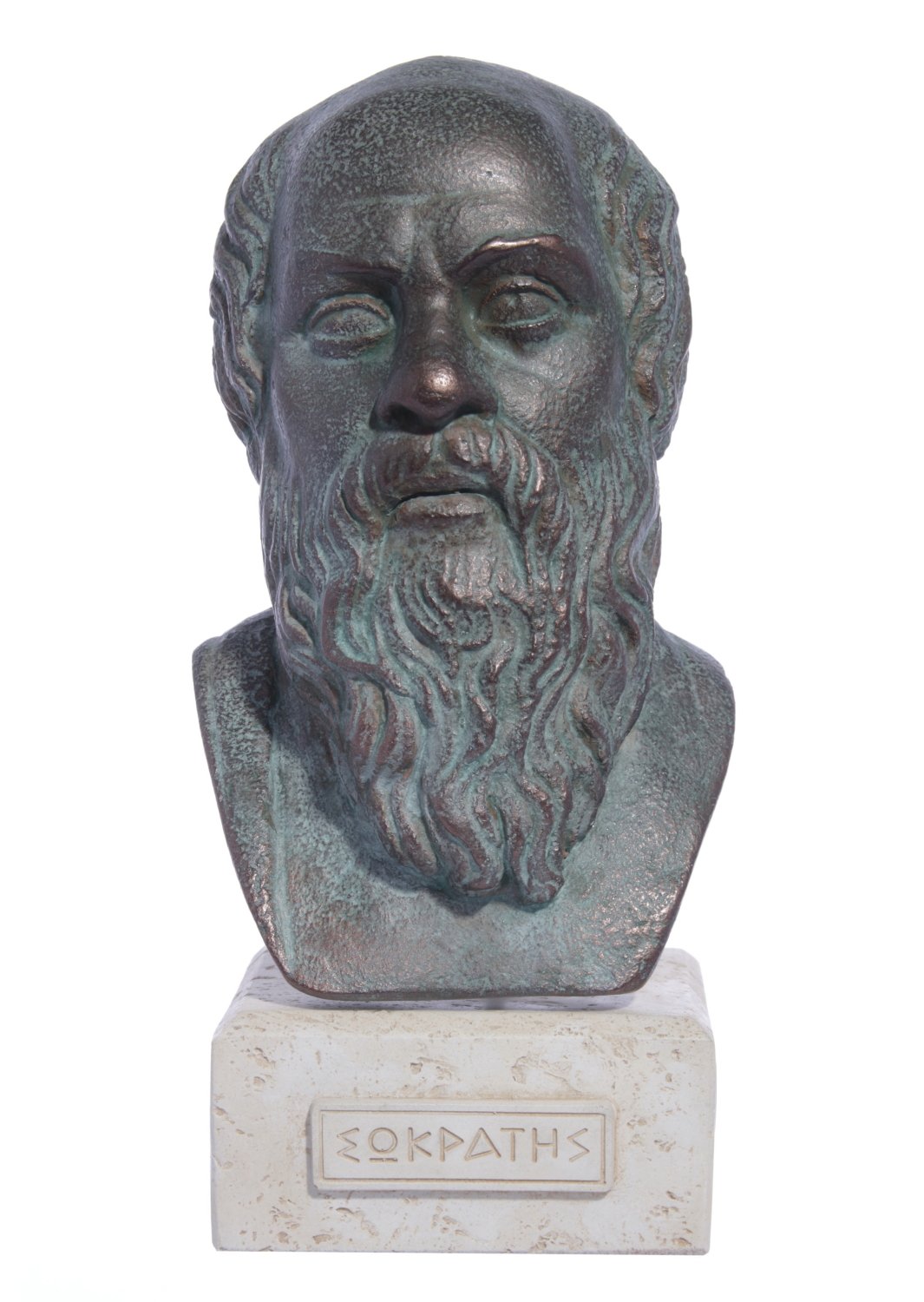 Socrates green greek plaster bust statue