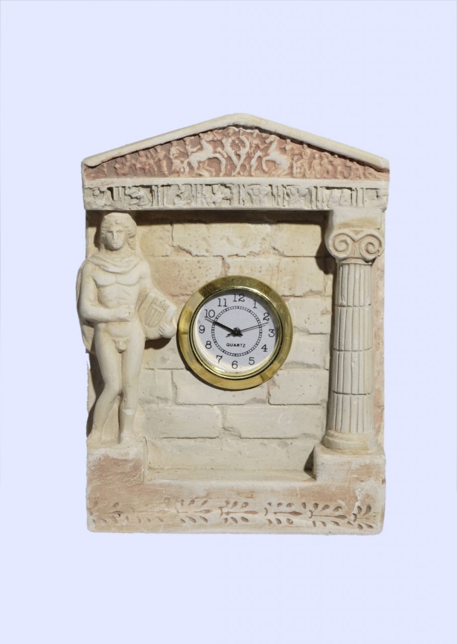 Plaster table clock with Apollo the ancient greek god of the sun and music
