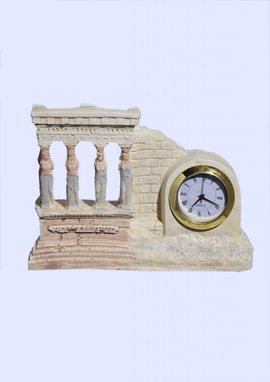 Small plaster table clock with Caryatids (Karyatides)
