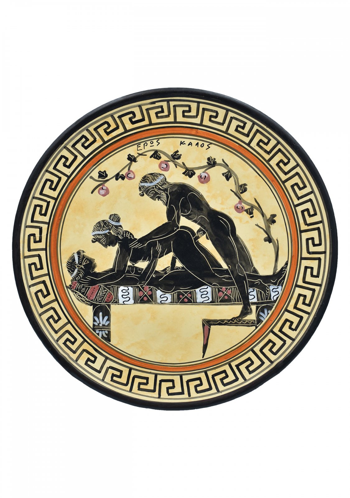 Greek ceramic plate depicting an erotic scene (28cm)