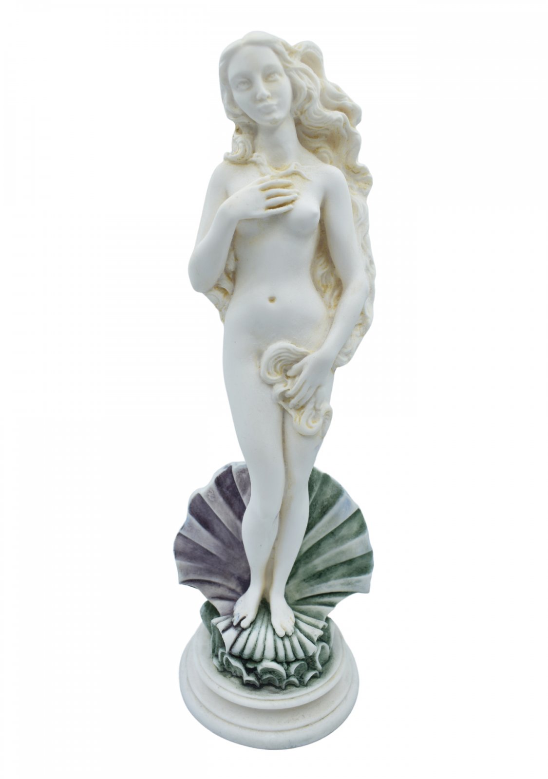 Aphrodite on a shell, Birth of Venus, Greek alabaster statue