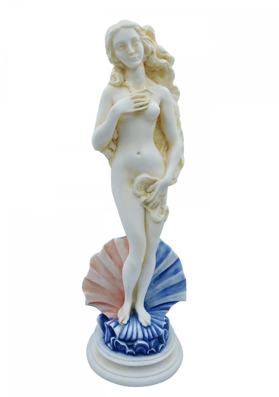 Aphrodite on a shell, Birth of Venus, Greek alabaster statue with color