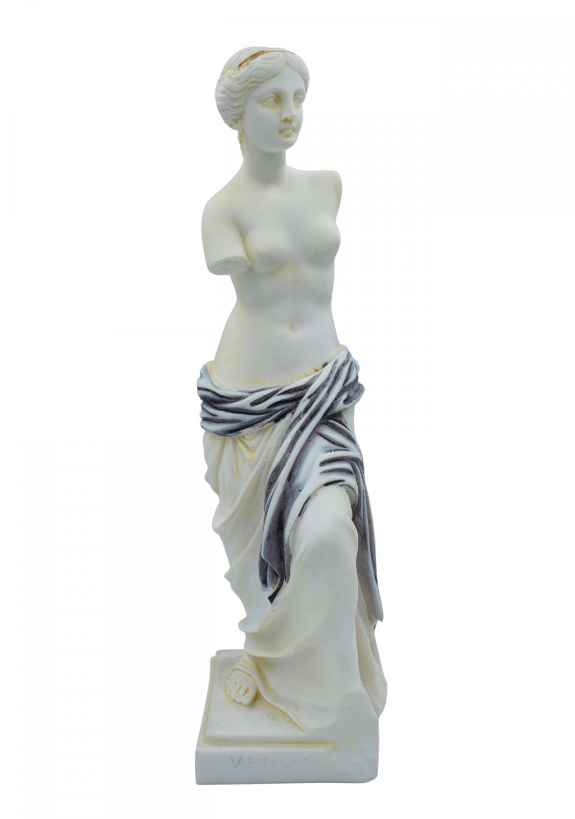 Aphrodite of Milos (Venus de Milo) greek alabaster statue with purple color and golden details