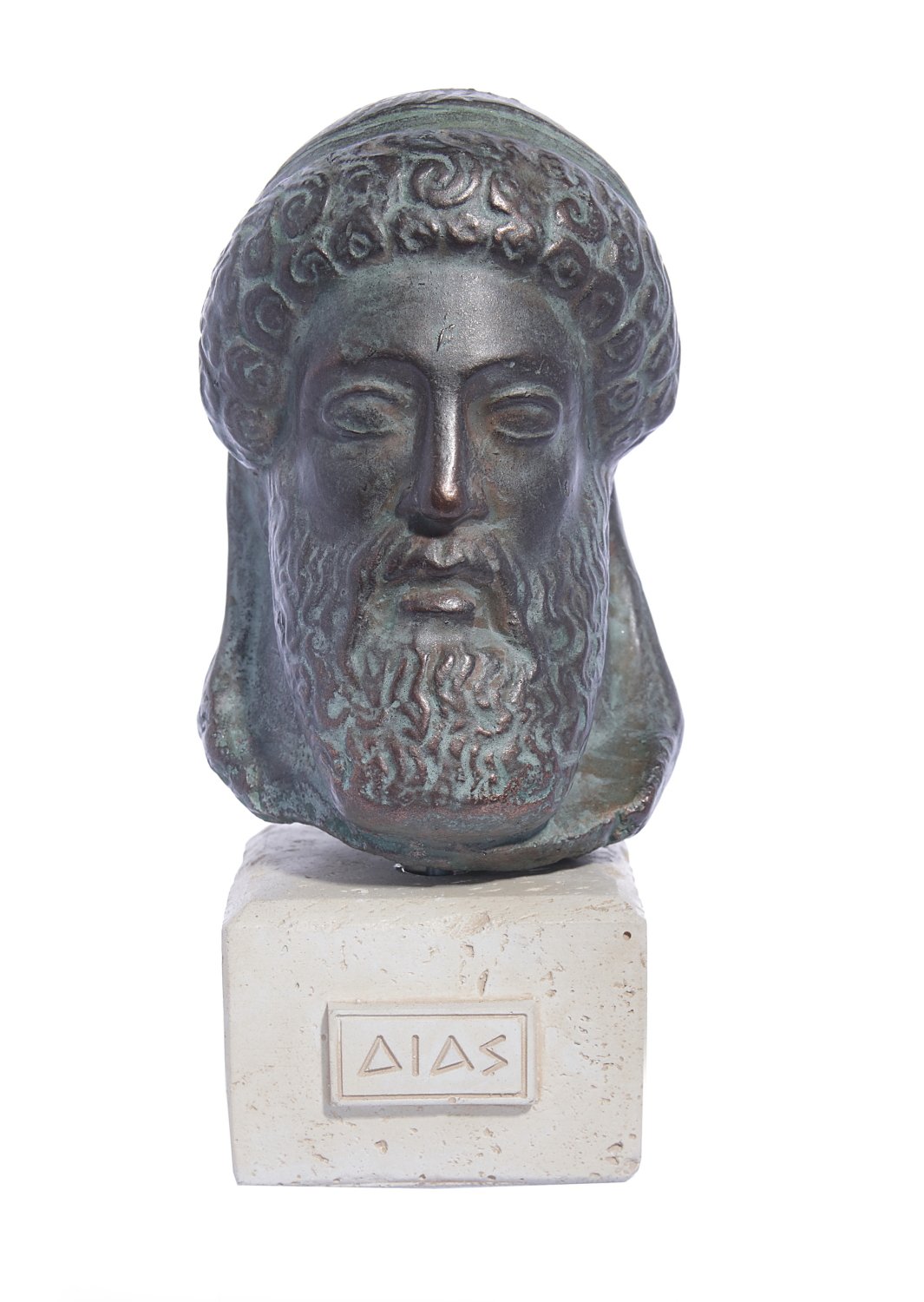 Zeus green greek plaster bust statue