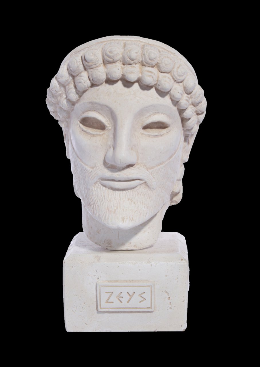 Greek plaster bust statue of Zeus 