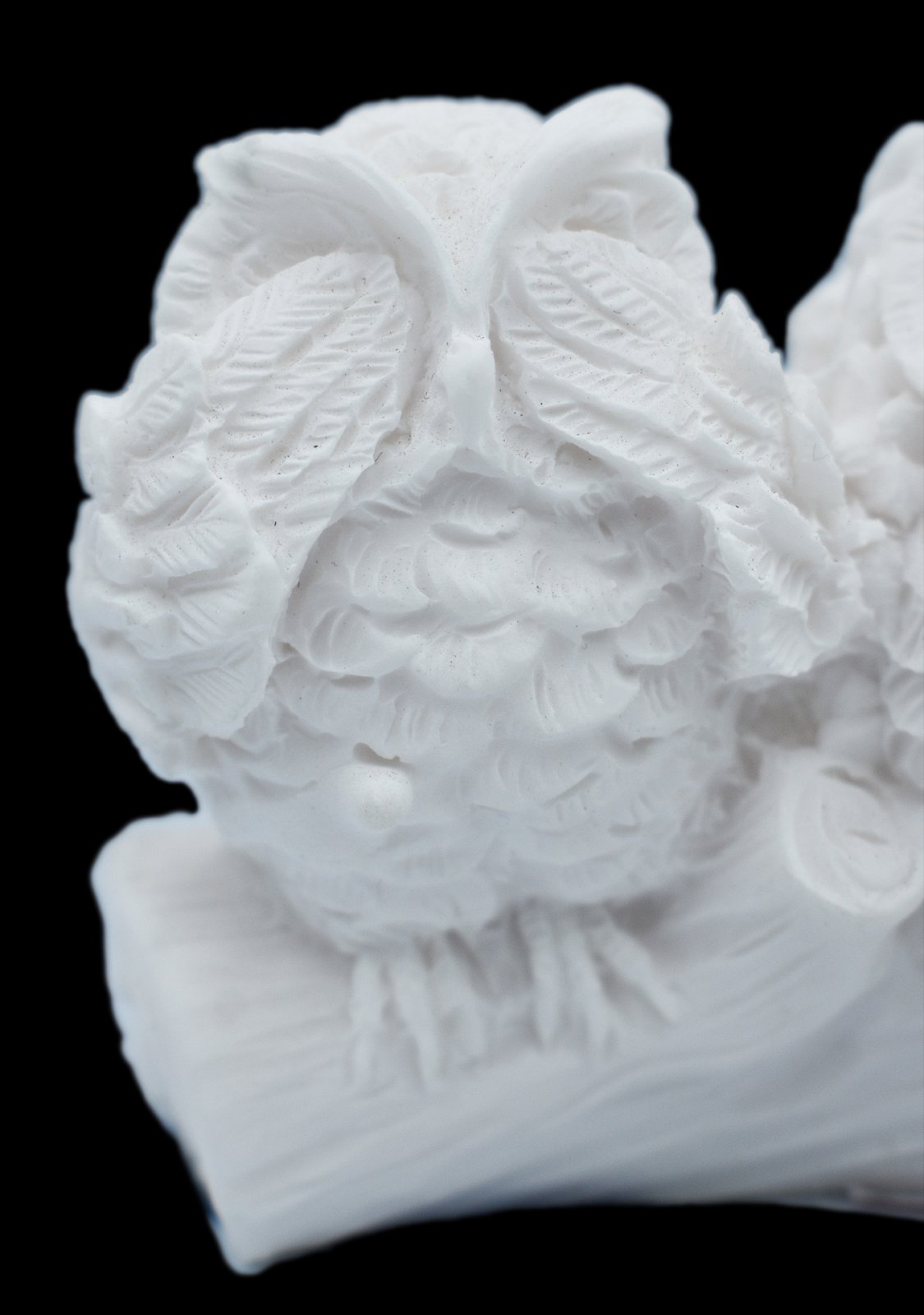 The three wise owls alabaster statue, the symbol of goddess Athena and wisdom