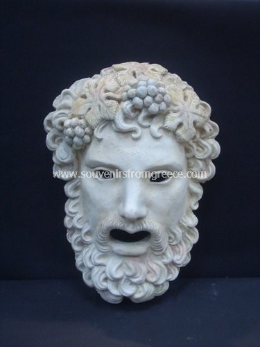 Souvenirs from Greece: Dionysus greek plaster mask Greek statues Greek Busts Sculptures Fantastic greek art souvenir handmade greek sculpture Mask of Dionysus, the greek god of wine in greek mythology, used as a thearical mask. Unique greek art decorative gifts.