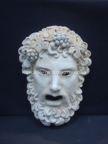 Souvenirs from Greece: Dionysus greek plaster mask Greek statues Greek masks Fantastic greek art souvenir handmade greek sculpture Mask of Dionysus, the greek god of wine in greek mythology, used as a thearical mask. Unique greek art decorative gifts.