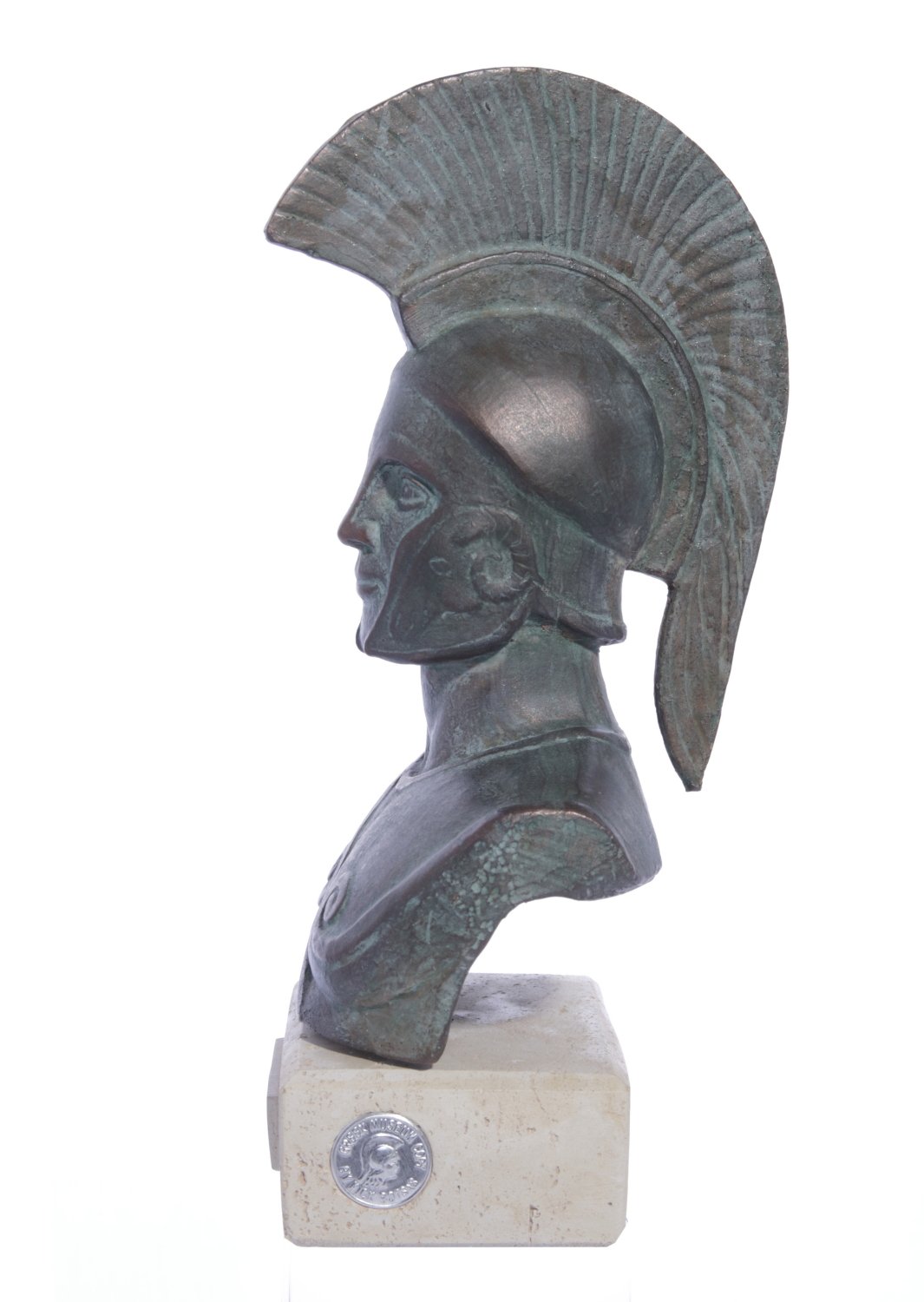 Achilles of Trojan war green plaster bust sculpture