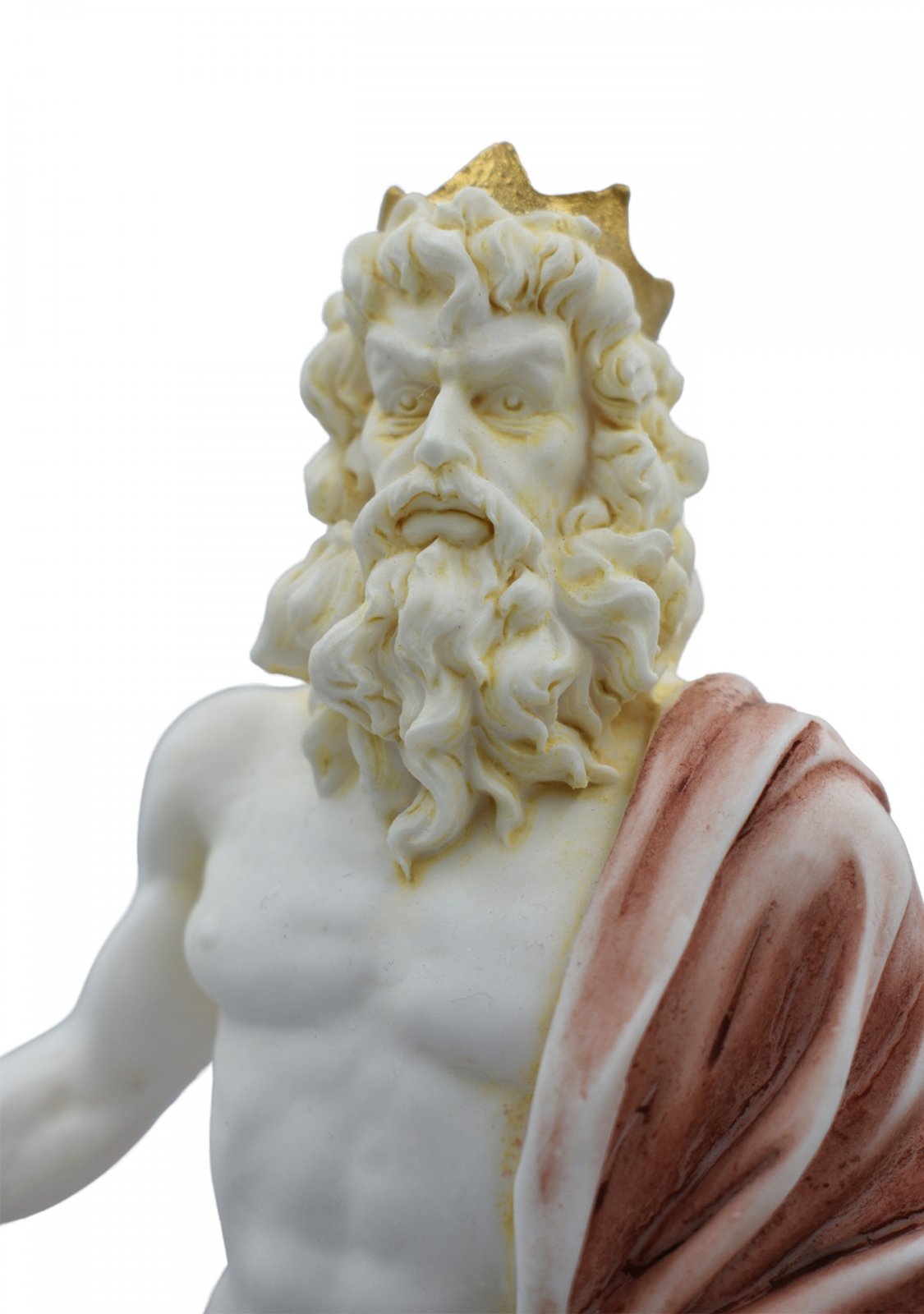 Hades, Pluto, God of the dead and the king of the underworld, greek alabaster statue with color