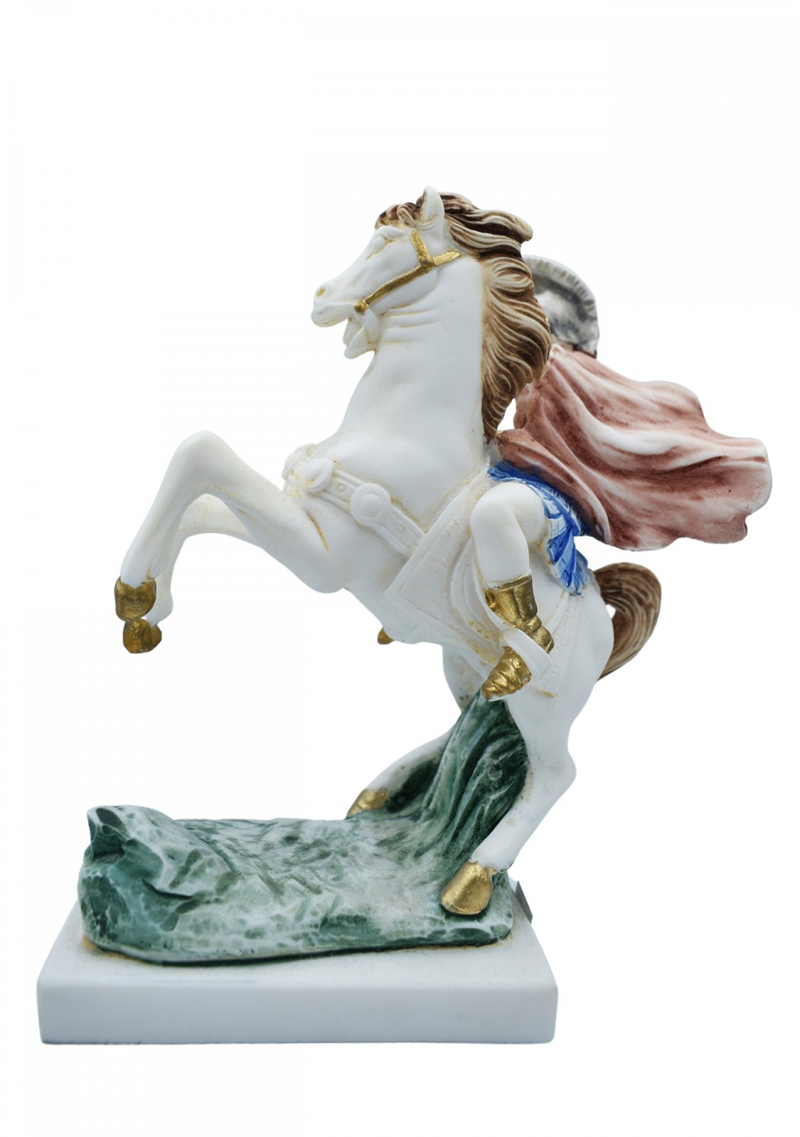  Alexander The Great riding Bucephalus, alabaster statue with color