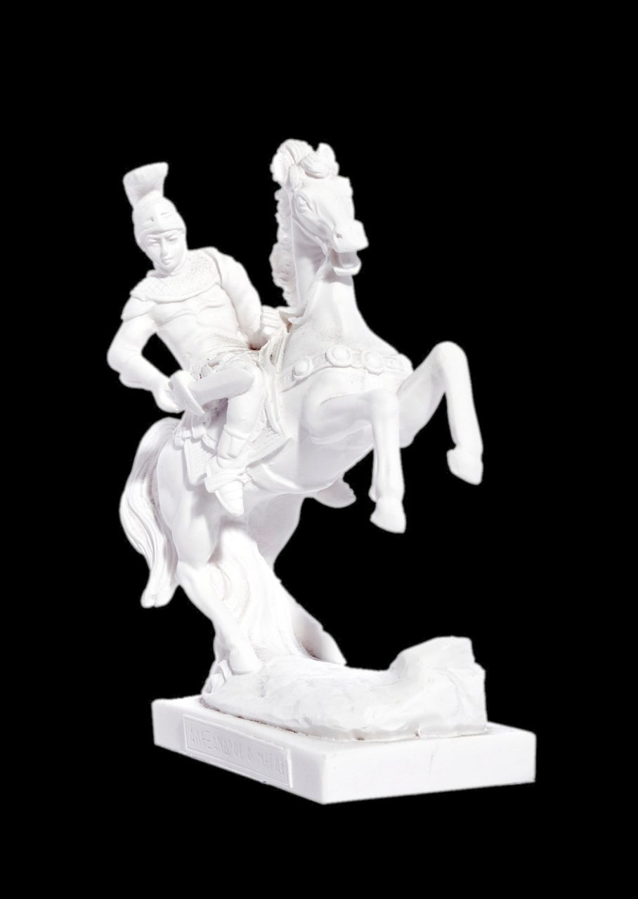  Alexander The Great riding Bucephalus, alabaster statue