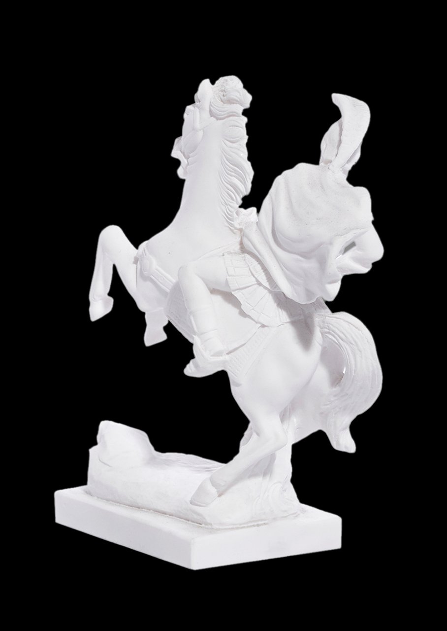  Alexander The Great riding Bucephalus, alabaster statue