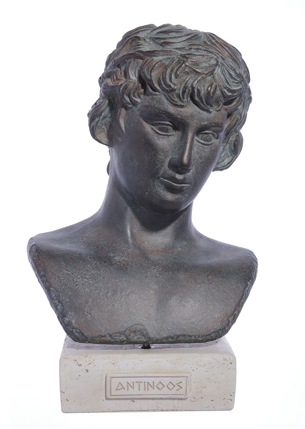 Antinoos (Antinous) greek plaster green bust statue