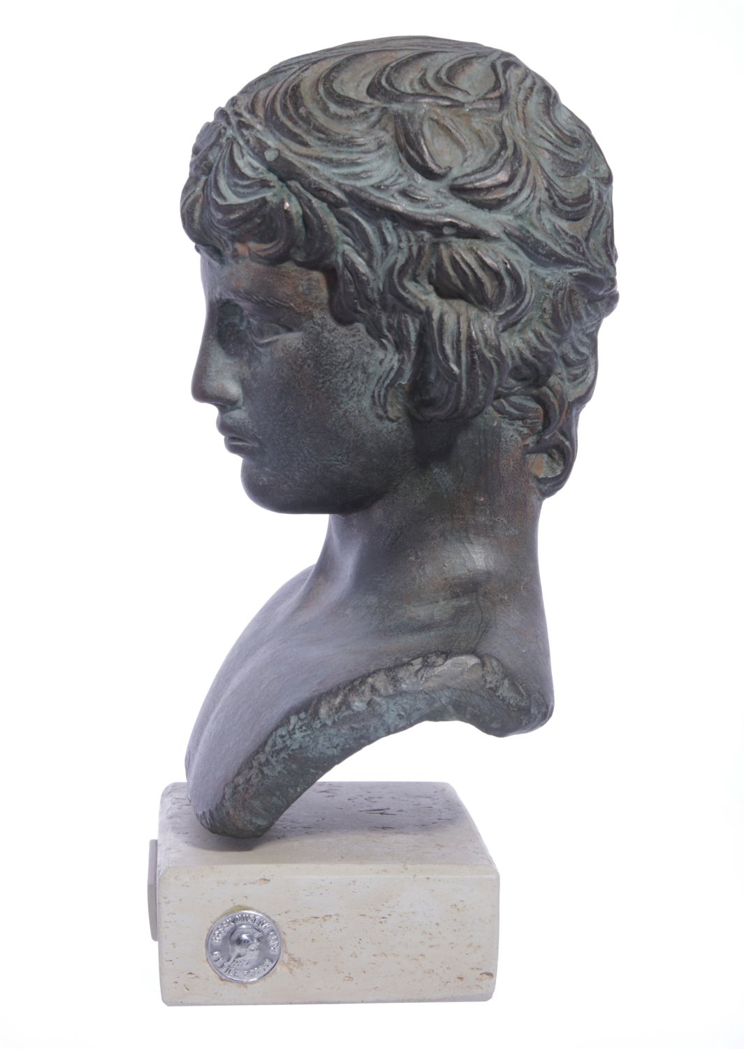 Antinoos (Antinous) greek plaster green bust statue