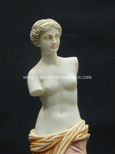 Aphrodite of Milos (Venus de Milo) greek alabaster statue with color Greek statues Alabaster statues
