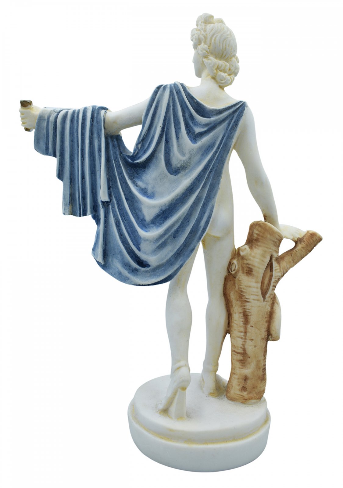 Apollo greek alabaster statue with color and patina