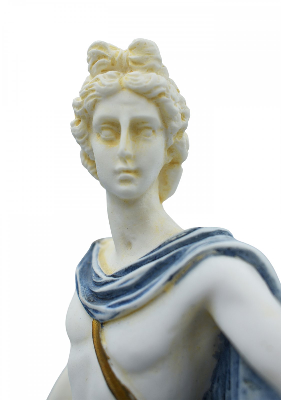 Apollo greek alabaster statue with color and patina