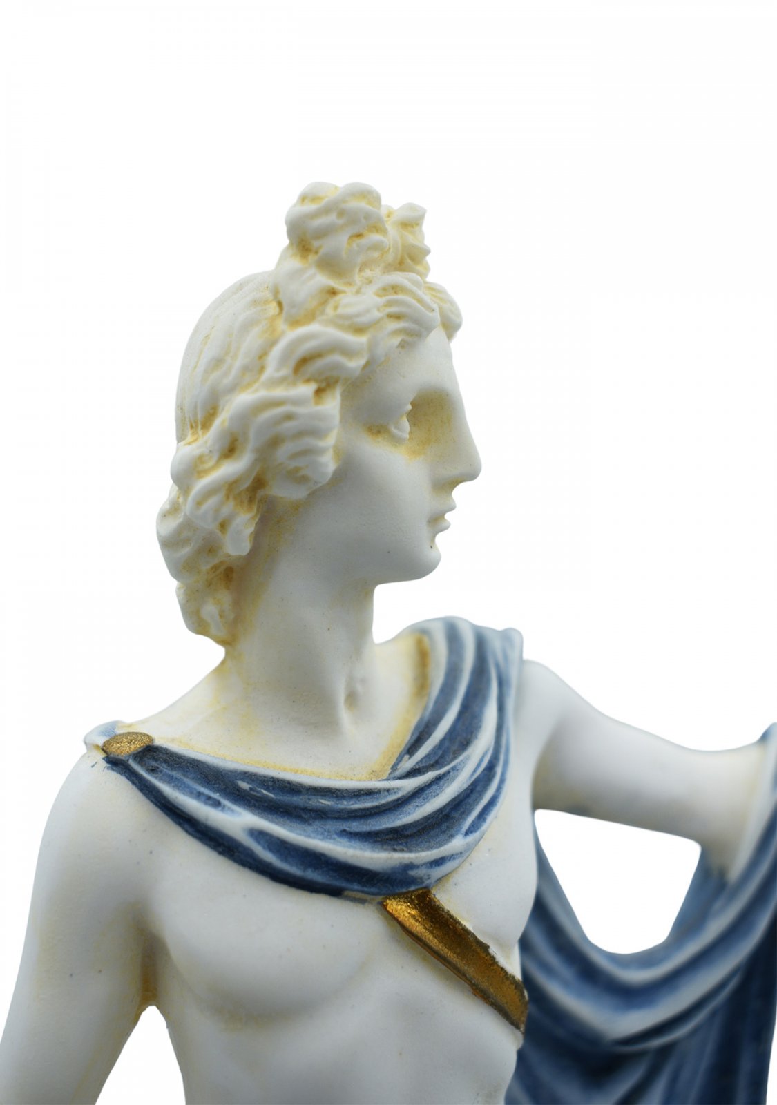 Apollo greek alabaster statue with color and patina