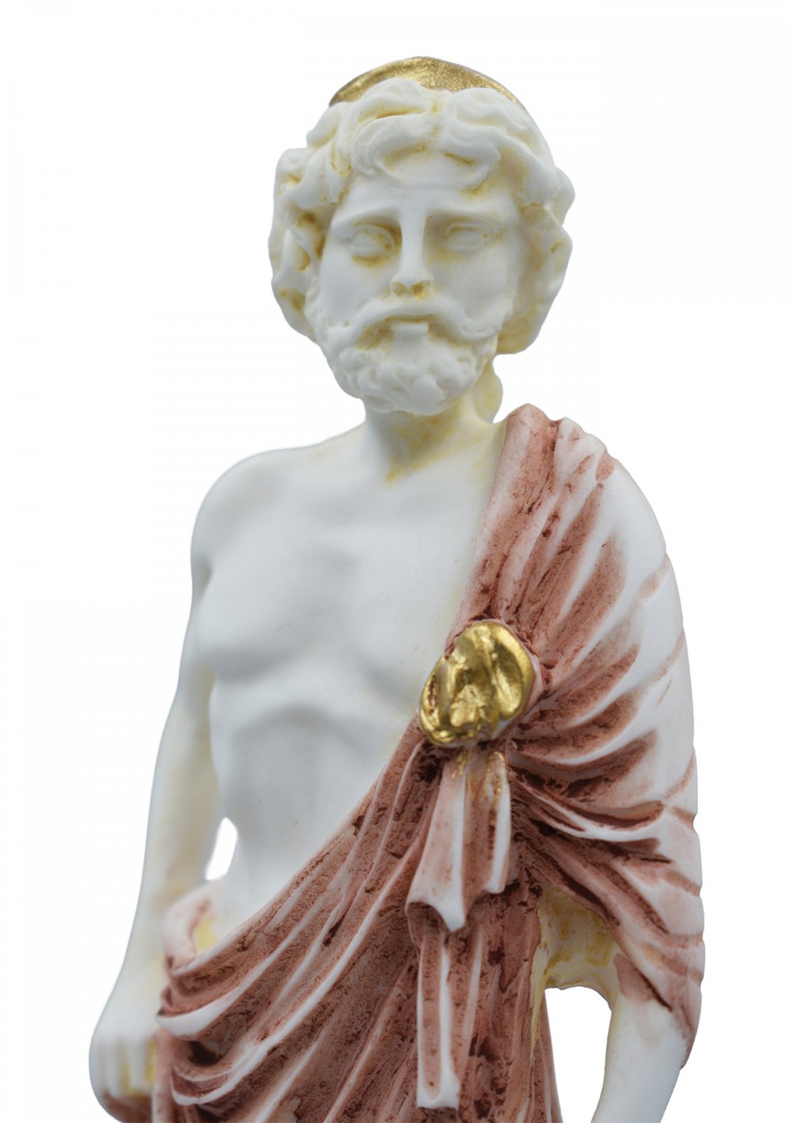  Ascelpius (Asklepios), the greek god of medicine, alabaster statue with color and patina
