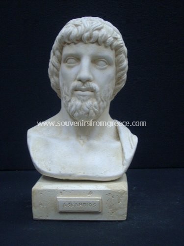 Souvenirs from Greece: Ascelpius (Asklepios) greek plaster bust statue Greek statues Bronze statues Fantastic greek souvenirs handmade plaster bust of Asclepius (Asklepios) the greek god of medicine and teacher of Hippocrates, stunning greek gifts.