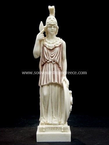 Souvenirs from Greece: Goddess Athena alabaster greek statue with color Greek statues Alabaster statues Excellent greek souvenirs handmade greek alabaster statue of Athena, the ancient greek goddess of wisdom, civilization, strength, strategy and protector of the city of Athens in ancient greek mythology. The alabaster sculpture depicts the goddess holding a spear and a shield, a unique decorative greek art gift.