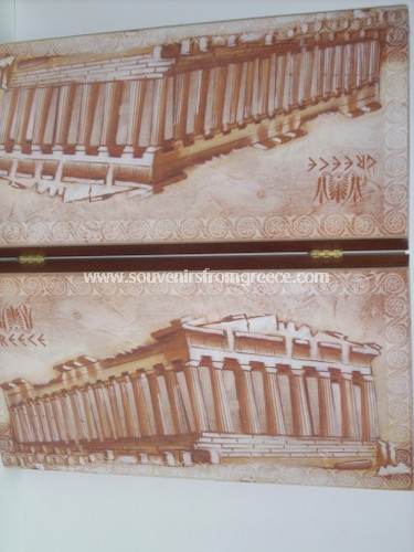 Souvenirs from Greece: PARTHENON BACKGAMMON Clocks Plaster clocks Traditional souvenirs from Greece wooden backgammon board game with the Parthenon on the outer side. Excellent greek gifts.