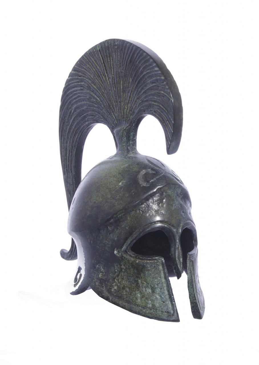 Achilles helmet greek bronze statue