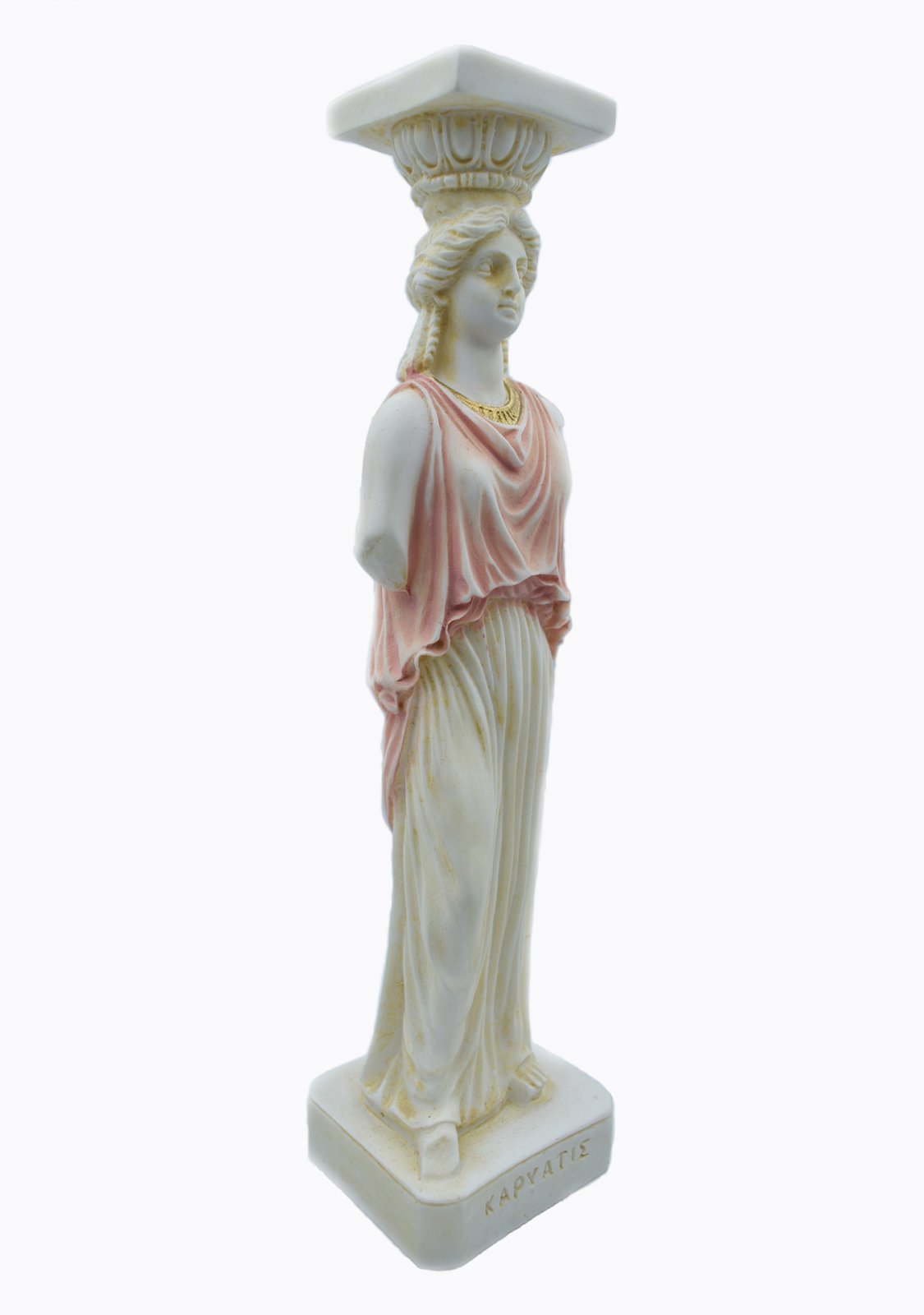 Caryatid greek alabaster statue - pink