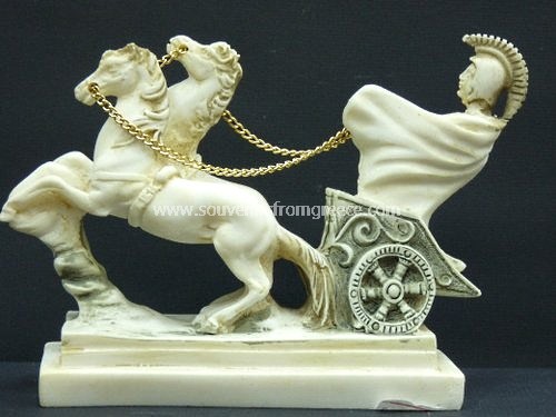 Souvenirs from Greece: Achilles Chariot greek alabaster statue Greek statues Bronze figurines Stylish greek souvenirs handmade greek alabaster statue of Achilles