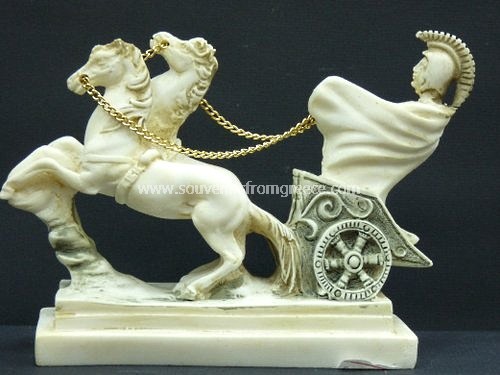 Souvenirs from Greece: Achilles Chariot greek alabaster statue Greek statues Alabaster statues Stylish greek souvenirs handmade greek alabaster statue of Achilles