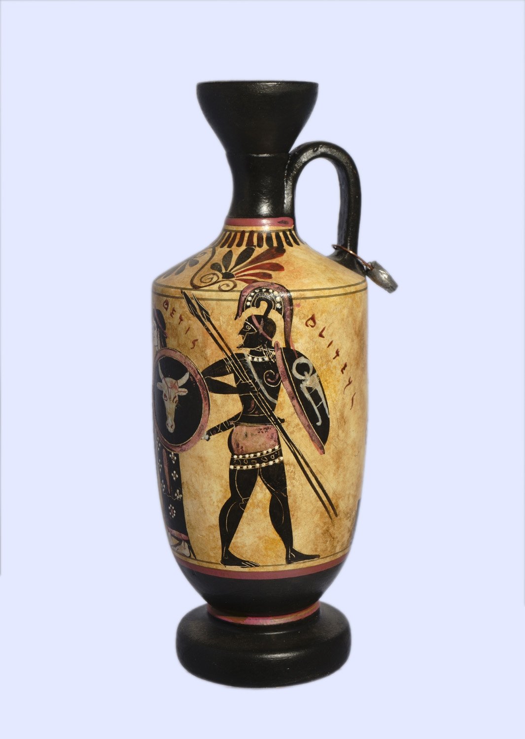 Archaic black-figure lekythos with Achilles and Thetis