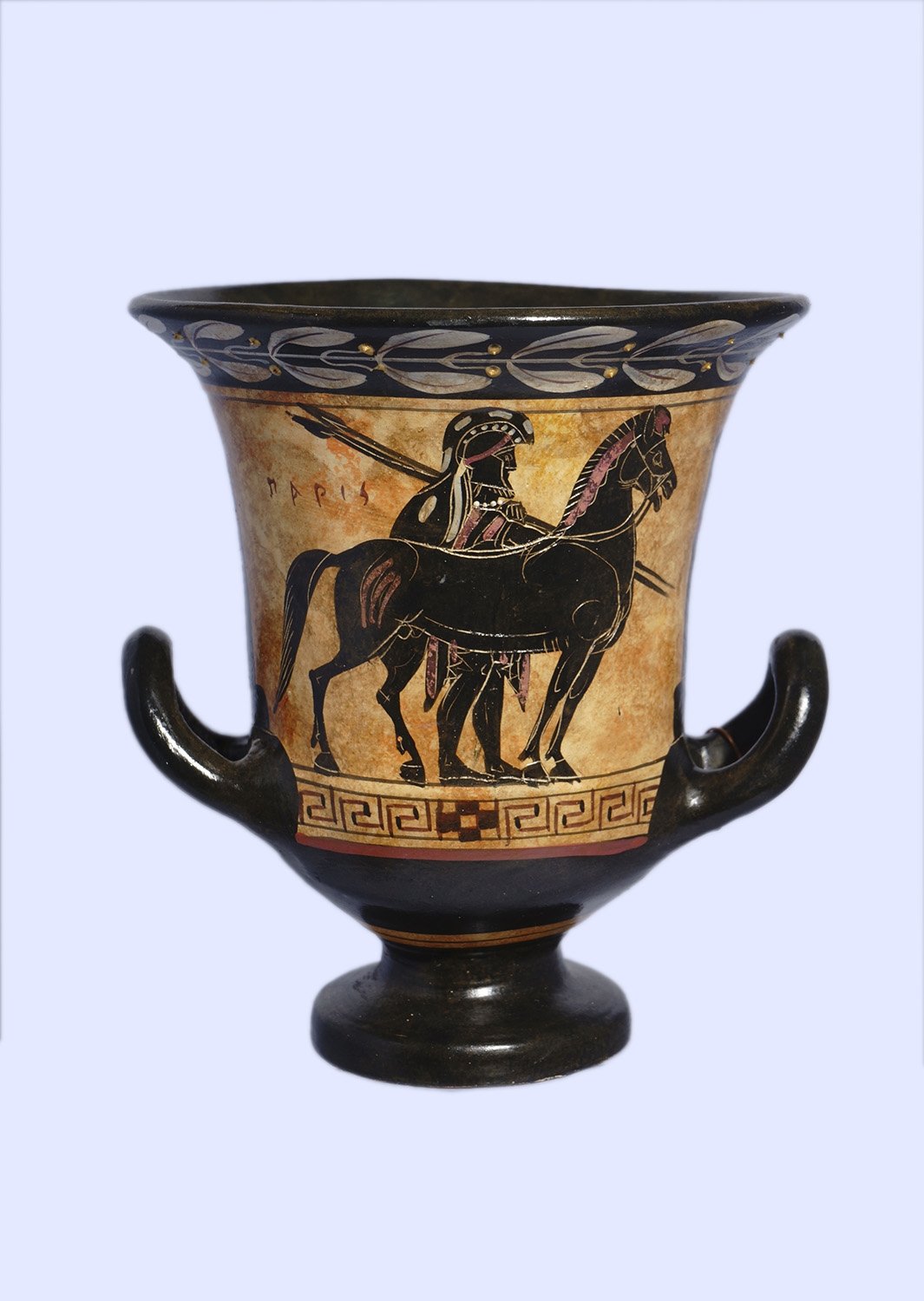 Archaic black-figure crater with Achilles - Hector - Paris