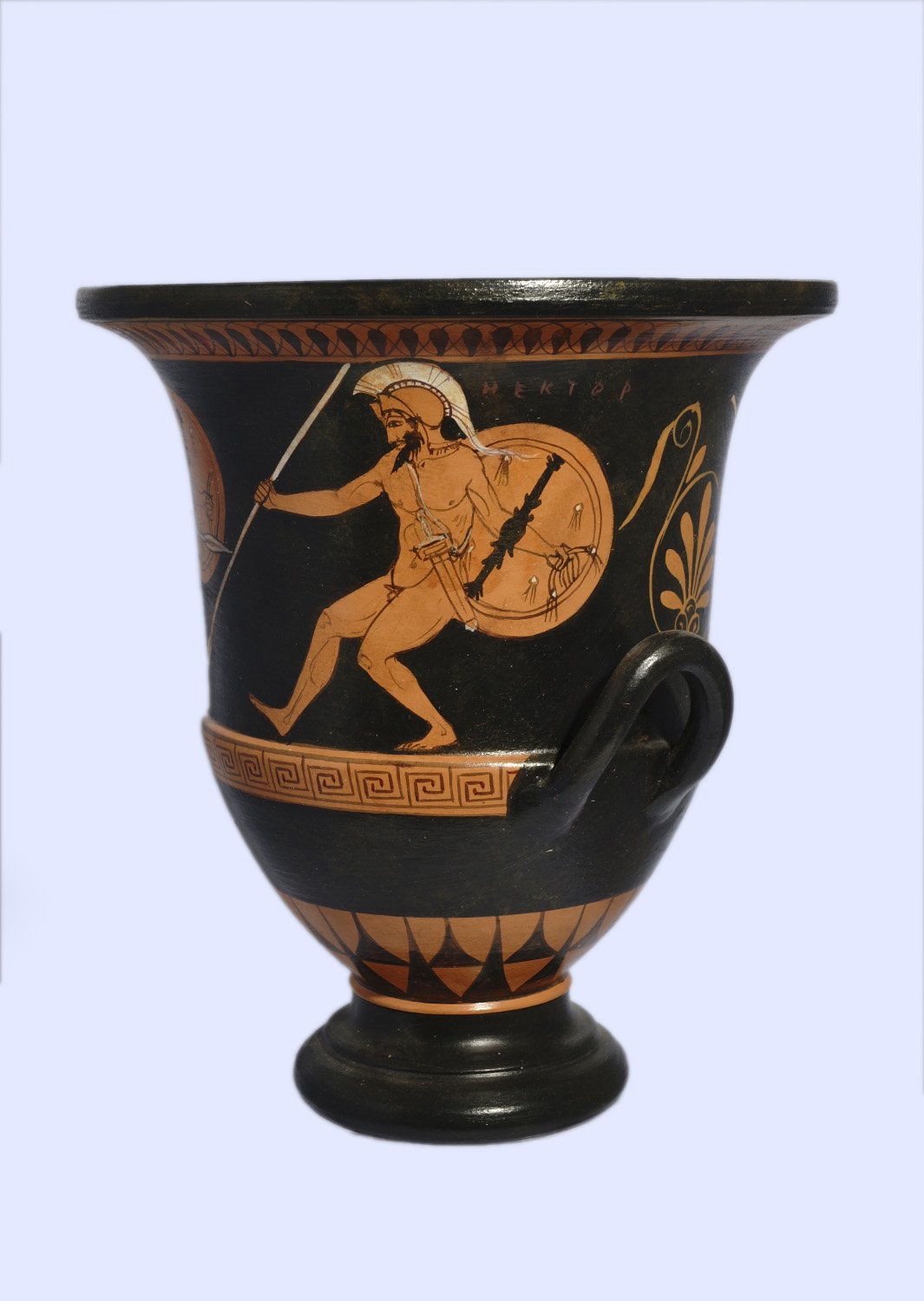 Classical red-figure crater with Achilles - Hector - Athena, greek pottery replica