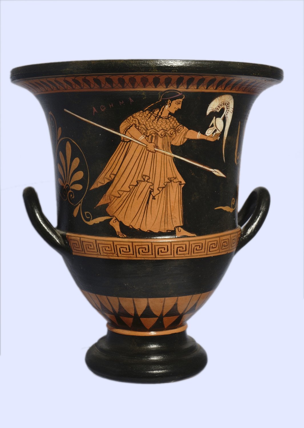 Classical red-figure crater with Achilles - Hector - Athena, greek pottery replica