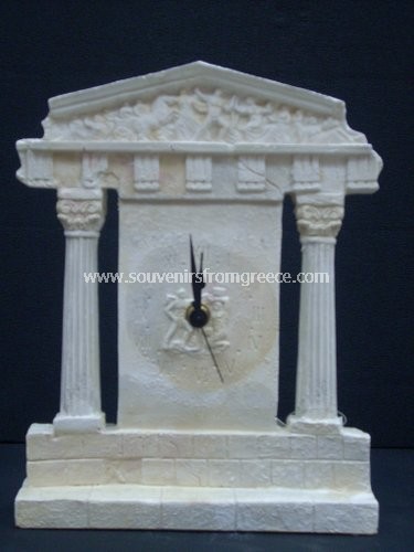 Souvenirs from Greece: Classical greek plaster clock with Corinthian Columns Picture Frames Plaster picture frames Pretty souvenirs from Greece, plaster clock with corinthian style columns. AA battery. Special greek gifts.