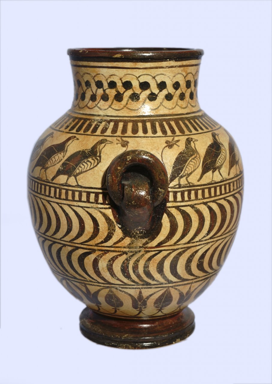 Late minoan jar decorated with birds and geometric motifs
