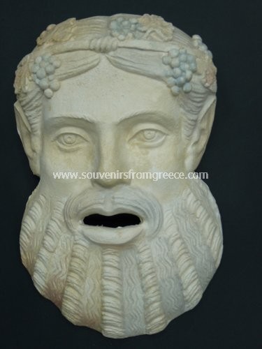 Souvenirs from Greece: Dionysos plaster greek mask Greek statues Greek Busts Sculptures Gorgeous art souvenirs from Greece handmade greek sculpture mask of Dionysos, tthe greek god of wine in greek mythology, used as a thearical mask. Excellent greek art decorative gifts.