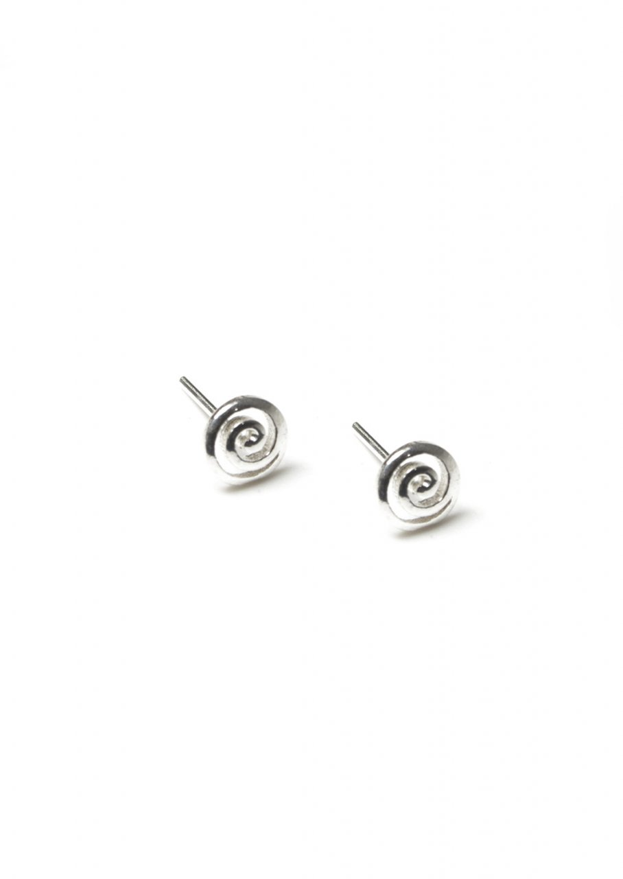 Greek large spiral silver stud earrings