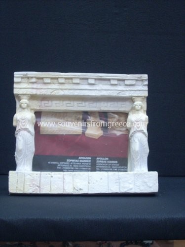 Souvenirs from Greece: Greek plaster picture frame with the Caryatids Clocks Plaster clocks Lovely greek souvenirs picture fram made of plaster and decorated with the famous Kariatides. Superb greek gifts.
