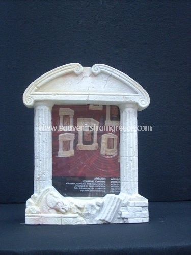Souvenirs from Greece: Greek plaster picture frame with Doric columns Clocks Plaster clocks Special souvenirs from Greece, picture frame made of plaster and decorated with doric columns. Elegant greek gifts.