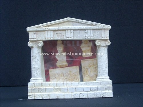 Souvenirs from Greece: Greek plaster picture frame decorated with Ionic columns Greek statues Alabaster statues Fine greek souvenirs, picture frame made of plaster with classical decoration. Nice greek gifts.