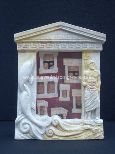 Greek picture frame with the god Poseidon and dolphins Picture Frames Plaster picture frames