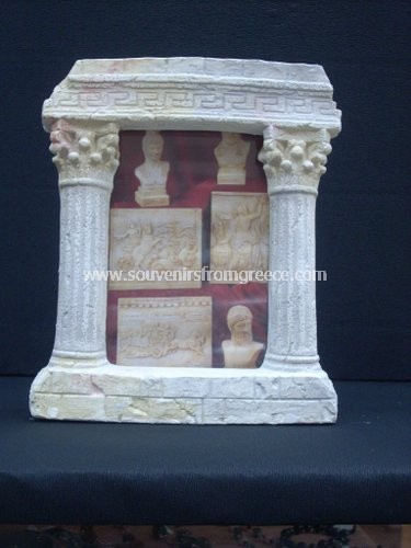 Souvenirs from Greece: Greek plaster picture frame with Corinthian columns Clocks Plaster clocks Pretty souvenirs from Greece, picture frame made of plaster with classical decoration,  perfect greek gifts.